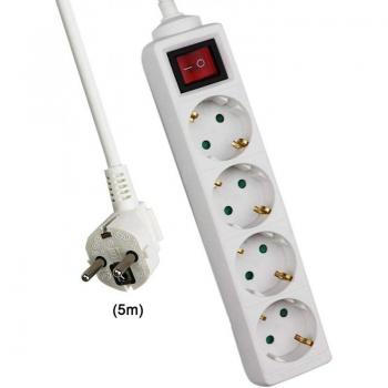 Regleta Alargador con 4 Tomas e Interruptor, Cable 5m