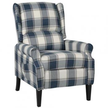 Silla Reclinable Ajustable en Tela Azul con Reposapiés Ergonómico para Sala de Estar y Oficina