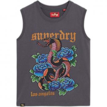 Camiseta Sin Mangas Ajustada con Efecto Tatuaje y Strass Superdry