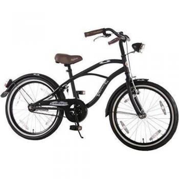Bicicleta infantil 50.8 cm Black Cruiser marrón negro con iluminación, freno de contrapedal