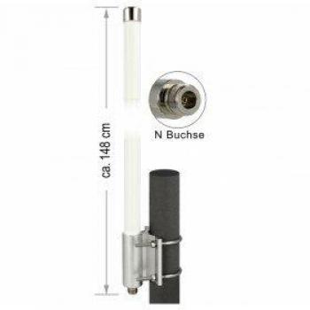 Antena Delock LoRa 868 MHz, Outdoor, 8 dBi, Omnidireccional, Conector N, 147.4 cm, Blanca