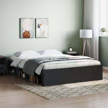 Estructura de cama negra 140x200 cm con somier y almacenamiento, armazón marco de cama para dormitorio, color negro