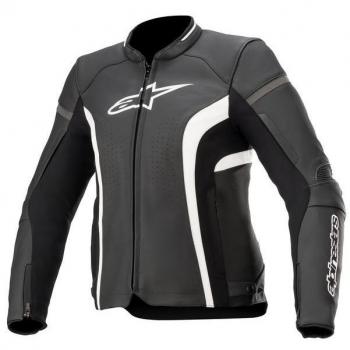 Chaqueta de Moto Alpinestars Stella Kira V2 Mujer - Diseño Elegante, Alta Calidad, Negro-Blanco, Cuero, Talla 38