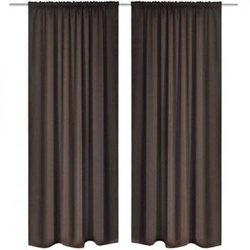 vidaXL 2 pcs Brown Slot-Headed Blackout Curtains 135 x 245 cm