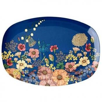Rice Plato rectangular de melamina, 30 cm de largo, diseño de collage de flores