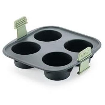 Molde de silicona para muffins en freidora de aire, 4 cavidades, color gris - Lékué