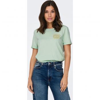 Camiseta Only Leah verde con dibujo manga corta para mujer