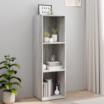 Estantería/mueble de TV contrachapada 36x30x114 cm en Blanco, Negro y Roble Sonoma - Mueble de Almacenaje para Oficina, Estudio y Dormitorio