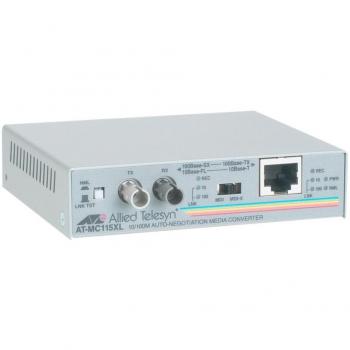Allied telesyn at mc115xl media converter 10baset 100basesx 10basefl 100basetx rj45 st external up to 300 m 850 nm