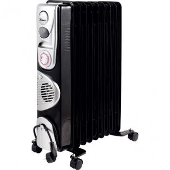 Radiador de aceite Ardes 4R09BTTE eléctrico turbo 2400W con temporizador y termostato, negro y plateado