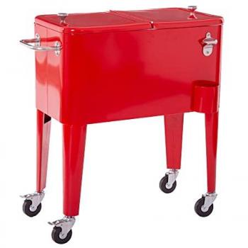 Nevera Portátil de Acero Rojo para Hielo y Barbacoa 56 litros - Fresh 74 x 43 x 80 cm