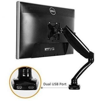 LCD Full Motion montaje del brazo de escritorio de 10''- 27'' Samsung/LG/HP/AOC/Dell/Asus/Acer Monitor con Gas primavera brazo de la pantalla y 2 USB, cables con la abrazadera o soporte de escritorio del ojal, 8.8-22 lbs Capacidad de Carga