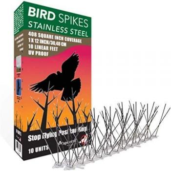 ASPECTEK Ahuyentar Palomas Anti Palomas Repelente de Aves de Acero Inoxidable Kit de puas, 10 pies