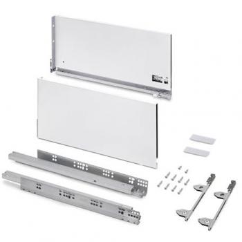 Cajón exterior Vertex 3D 60kg, altura 242mm, profundidad 500mm, acero pintado blanco - Emuca