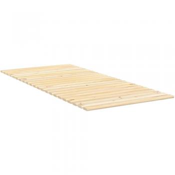 Cama Sats 90x200 cm en madera maciza de pino con láminas de somier de cama en madera maciza de pino, color marrón