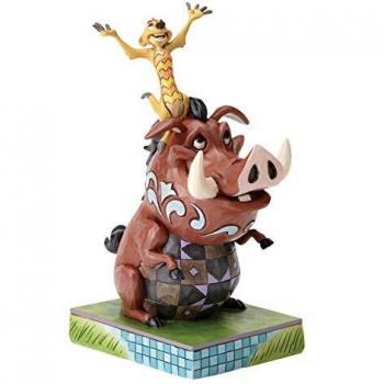 Figura Disney Traditions Jim Shore Timón y Pumba de El Rey León - Efecto madera