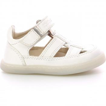 Sandalias Kickers Tractus para Niña y Niño, Cuero Blanco Metalizado, Talla 32