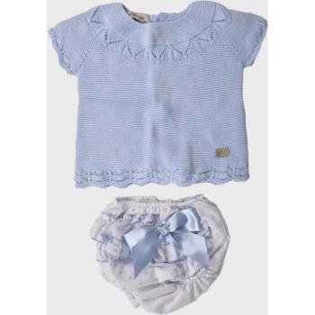 Conjunto de bebé niña de manga corta con lazos decorativos