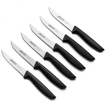 Juego de Cuchillos Niza - Set de 6 piezas - Incluye cuchillo de verduras (110 mm), cuchillo profesional para pelar frutas y verduras, acero inoxidable Nitrum, hoja de 202 mm, mango ergonómico pol