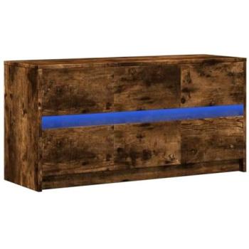 Mueble de TV Multimedia con LED RGB - Roble Ahumado - 100 x 34 x 50 cm - Almacenamiento Práctico