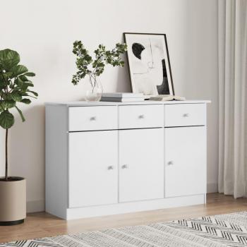 Aparador blanco de madera maciza de pino 112x35x73 cm
