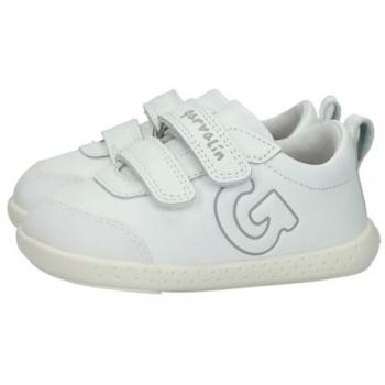 Zapatillas Deportivas Garvalín Blancas de Piel para Niños, Suaves y Ligeras, Respetuosas con el Crecimiento del Pie