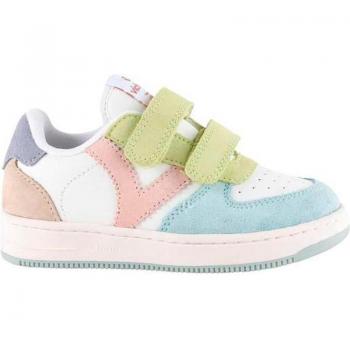Zapatillas deportivas Victoria Tiempo de efecto piel con piezas de serraje multicolor y tiras adherentes para niños