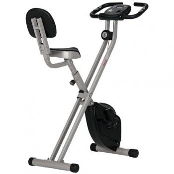 Bicicleta Estática Plegable Homcom con Respaldo, 8 Niveles de Resistencia Magnética, Pantalla LCD, Pulsómetro y Sillín Ajustable - Carga 110 kg - Gris