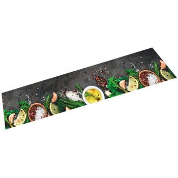 Alfombra de cocina lavable de terciopelo 60x300 cm Especias gris