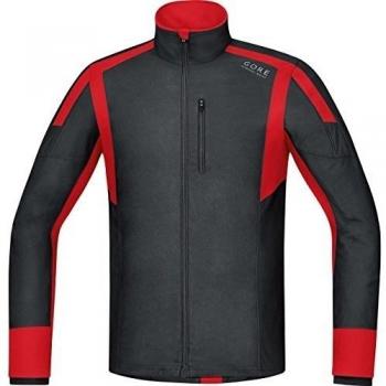 Gore Running Wear Air Windstopper - Camiseta de manga larga para hombre, color negro / rojo, talla XL