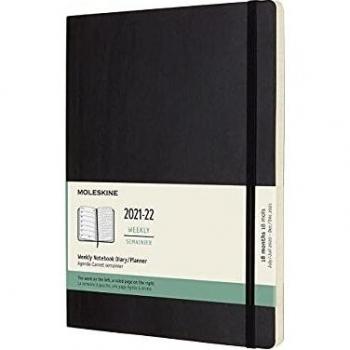 Agenda Moleskine 18 Meses 2021/22 Semana Vista Extralarge Tapa Blanda Negra 19 x 25 cm, 208 Páginas