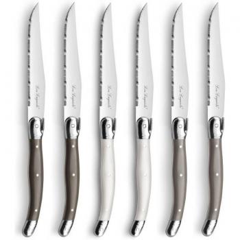 Set de 6 cuchillos para carne Lou Laguiole Tradición Multicolor en acero inoxidable
