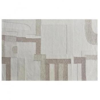 Alfombra Mandjaro 100% Lana Hecha a Mano con Relieve - 160 x 230 cm - 1800g/m2 - Beige y Topo