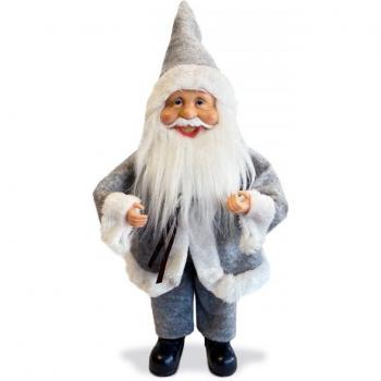 Papá Noel vestido gris decoración navideña 40H cm con miniluciérnagas - adorno navideño elegante para hogar decorativo