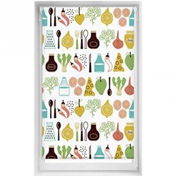 Estor Enrollable Estampado EasyFix Sin Taladrar - Diseño Único y Elegante - Tamaño 90x150 cm - Translúcido Sazonadores