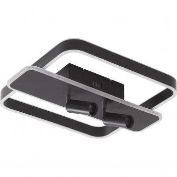 Plafón LED Lucande Stigla, angular, negro, moderno, hecho de metal, para salón y comedor, 1 lámpara