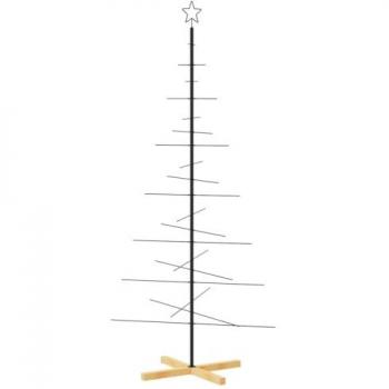 vidaXL Metal Christmas Tree with Wooden Base Black 180 cm