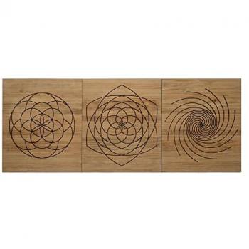 Cabecero Tríptico Fibonacci Áureo Eco 160x59cm en Madera Maciza de Pino Acabado Vintage