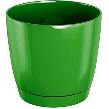 Maceta redonda de plastico Coubi Round P en color verde oliva 10 largo x 10 ancho x 9.2 altura cm