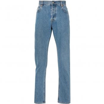 Gucci Men's Slim-fit Web Detail Denim Jeans in Clear Blue | Size W31 | 789232XDC3D4447