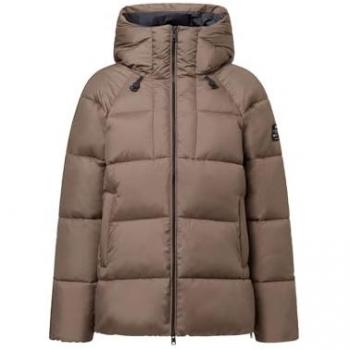 Chaqueta Acolchada Ecoalf Fuji Marrón Oscuro Mujer con Capucha y Bolsillos, Talla S, Sostenible y de Poliéster Reciclado