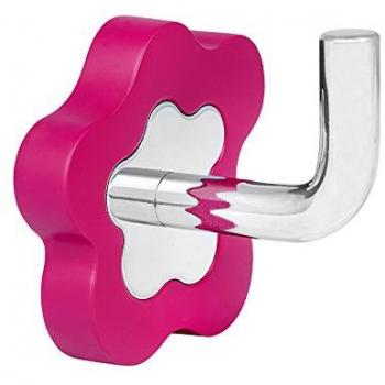 BATHSTAGE B-Nice Percha, Metal, Plateado-Fucsia, 5.00x6.50x6.50 cm