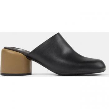 Camper Mules de mujer Niki Twins de piel lisos, color negro, talla 37