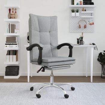 Silla de oficina reclinable de tela gris claro vidaXL