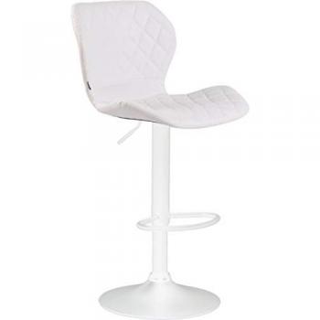 Taburete de Bar Cork Regulable en Altura y Giratorio Tapizado en Simil Cuero Blanco