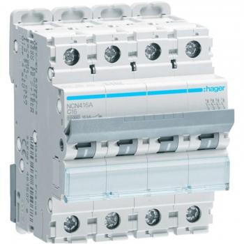 Interruptor Automático Magnetotérmico 4P 16A Curva C NCN416A Hager