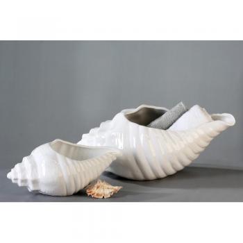 Cuenco caracola Blanco Cristal Cerámica 34 x 16 x 14