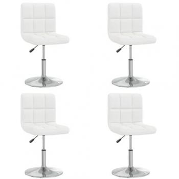 Sillas de comedor de cuero sintético blanco de 4 piezas