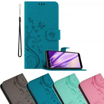 Funda Libro Rosa Floral para Samsung Galaxy A6 2018 - Cubierta de Protección con Diseño Floral, Cierre Magnético, Función de Soporte y 3 Tarjeteros - Etui Case Cover Carcasa