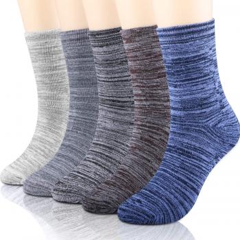 WOSTOO Calcetines de algodón Hombre, 5 Pares Engrosamiento Largo de Calcetines de Lana Tejida Gruesa Cálida y Suave para Invierno